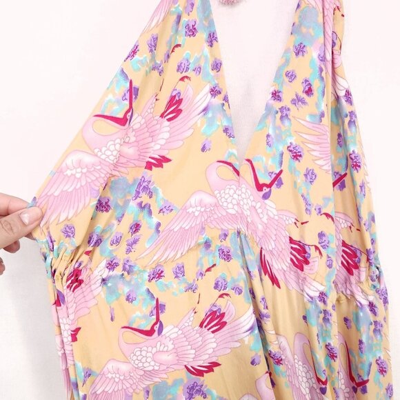 Raga By Anthropology Maxi Dress Size Medium Tiered Open Back Floral Boho - Picture 14 of 15